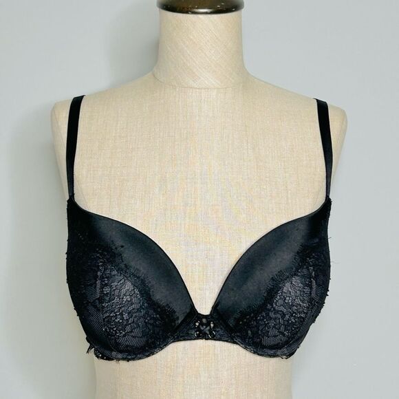 Victoria’s Secret Very Sexy Black Lace Corset Push-Up Bra size 32DD - Picture 5 of 15